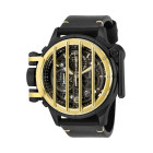 Invicta Vintage Crossbar Черный Кожаный Ремешок Золотая Решетка - 28141